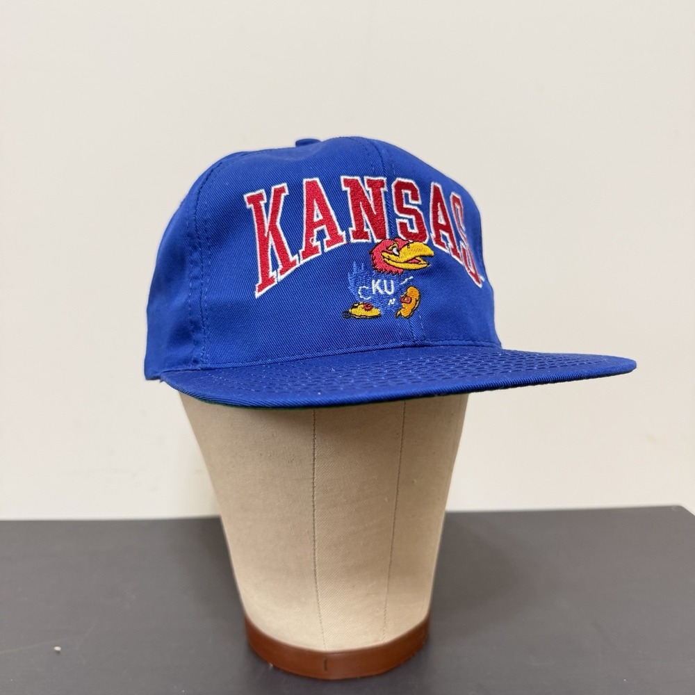 Vintage University of Kansas Jayhawks The Game Snapback Hat 90s Blue Cap